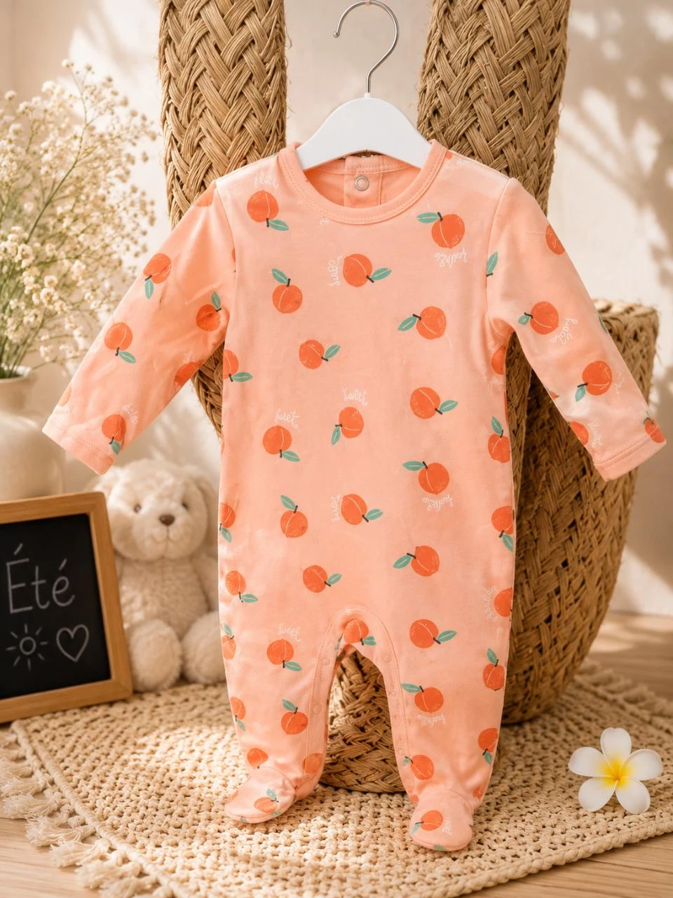 Pyjama couleur corail âge 6 mois marque Kiabi
